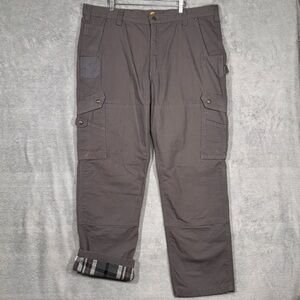 Carhartt Relaxed Fit Flannel Lined Cargo Pants Mens 40x32 Gray Workwear Utility